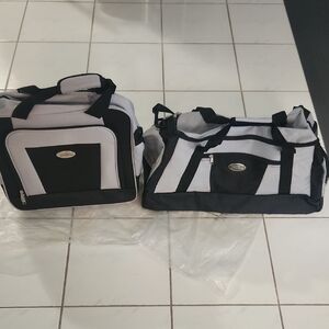 Two-Piece Gray and Black Travel Bag Set Mens Or Womens. Brand New.